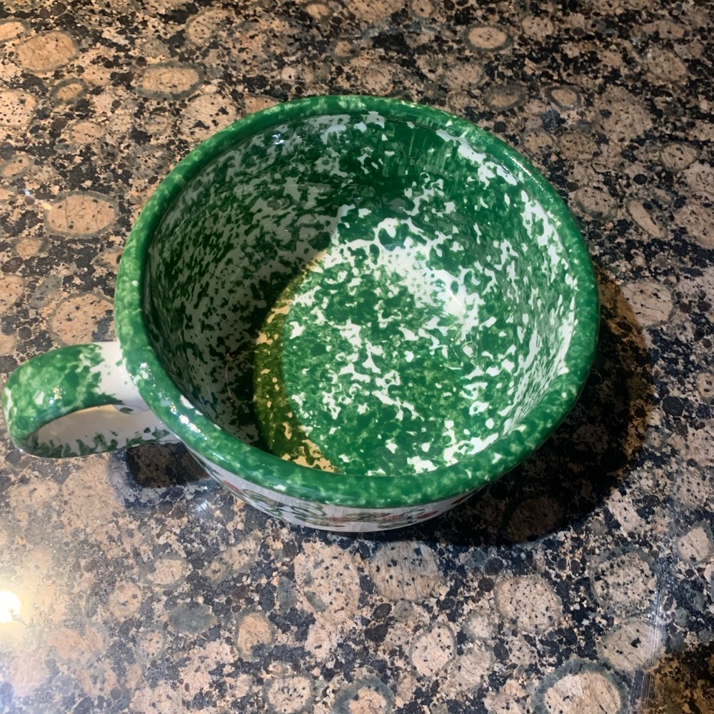 Hand-Painted Ceramic Bowl with Green and Red Design - Picture 2 of 6